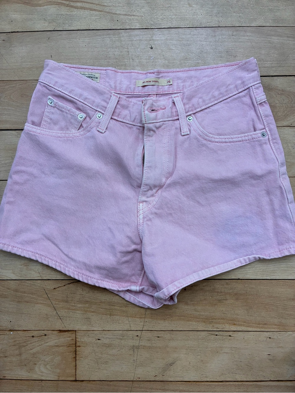 Levi's Light Pink High-Rise 80s Mom Denim Shorts